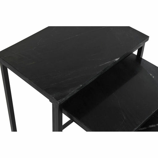 3er-Set Tischchen DKD Home Decor 40 x 26 x 65 cm Schwarz Metall Marmor