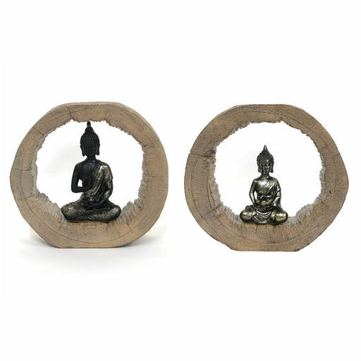Deko-Figur DKD Home Decor Schwarz natürlich Buddha 20,5 x 6 x 18,5 cm (2 Stück)