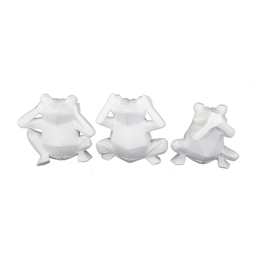 Deko-Figur DKD Home Decor 18,5 x 13 x 17,8 cm Weiß Frosch (3 Stück)