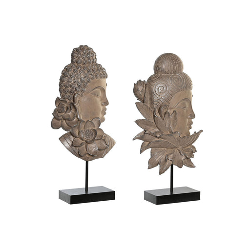 Deko-Figur DKD Home Decor 23 x 8 x 42 cm Schwarz Braun Buddha Orientalisch (2 Stück)