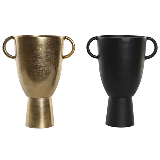 Vase DKD Home Decor 23 x 16 x 29 cm Schwarz Gold Aluminium Moderne (2 Stück)