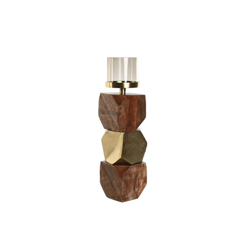 Kerzenschale DKD Home Decor 10 x 10 x 40,5 cm Kristall Gold Braun Aluminium Mango-Holz
