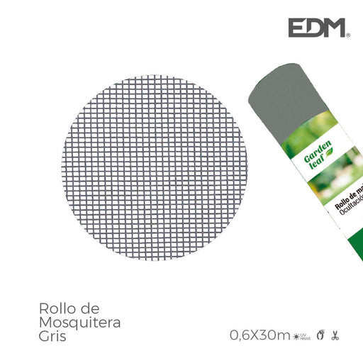 Moskitonetz EDM Rolle Grau Fiberglas 0,6 x 30 m