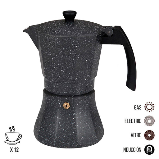 Italienische Kaffeemaschine EDM Schwarz Aluminium 12 Kopper Induktion