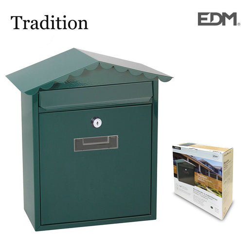 Briefkasten EDM Tradition Stahl grün (26 x 9 x 35,5 cm)
