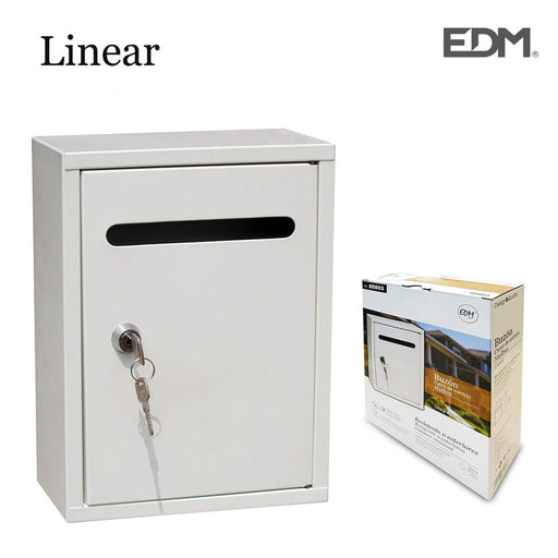 Briefkasten EDM Linear 26 x 20 x 7,5 cm Stahl Weiß