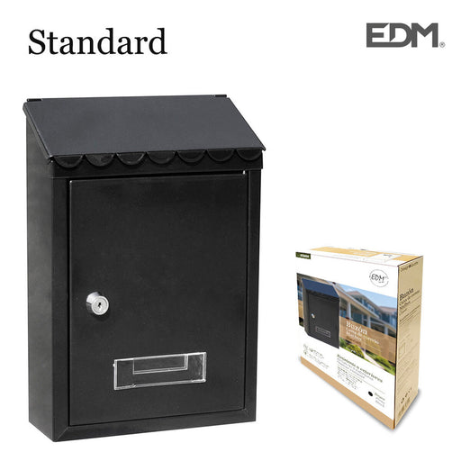 Briefkasten EDM Standard 21 x 6 x 30 cm Schwarz Stahl