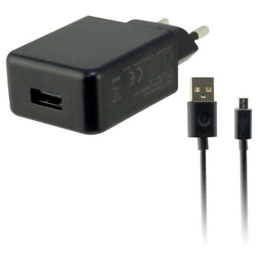 Wand-Ladegerät + Micro USB-Kabel KSIX USB 2A Schwarz