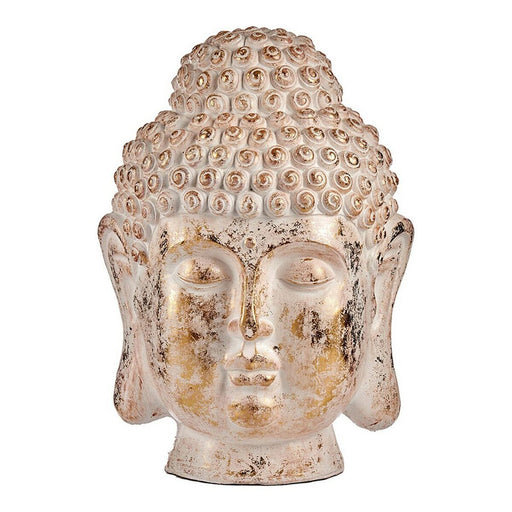 Dekorative Gartenfigur Buddha Kopf Gold Weiß Polyesterharz (45,5 x 68 x 48 cm)