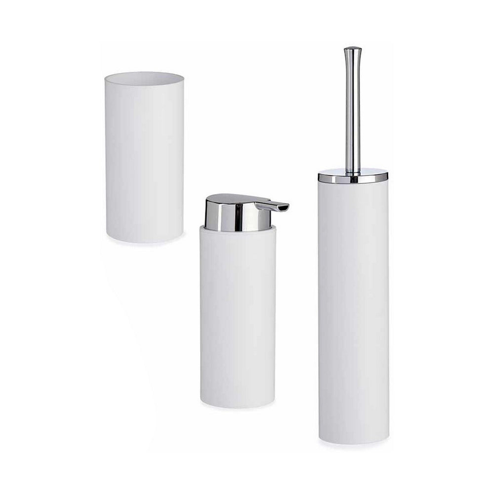 Badezimmer Set Weiß Silberfarben Kunststoff