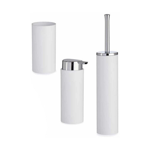 Badezimmer Set Weiß Silberfarben Kunststoff