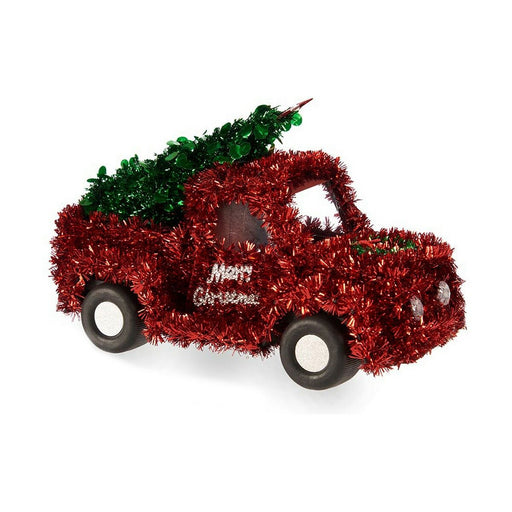 Deko-Figur Auto Weihnachten Lametta 15 x 18 x 27 cm Rot grün Kunststoff Polypropylen