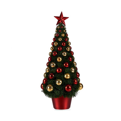 Weihnachtsbaum 21,5 x 51 x 21,5 cm Rot Gold grün Kunststoff Polypropylen