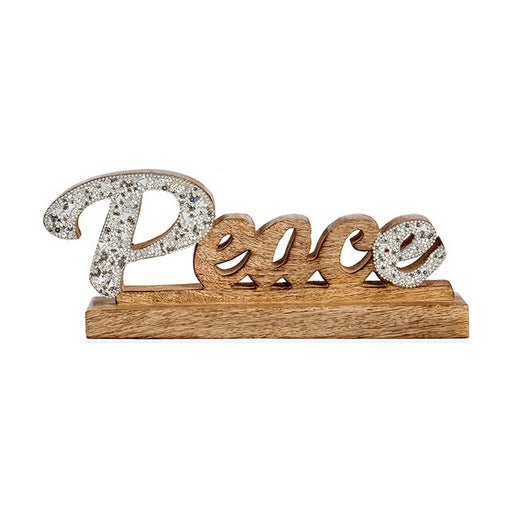 Deko-Figur Peace Glitzernd 6 x 13 x 31 cm Silberfarben Holz