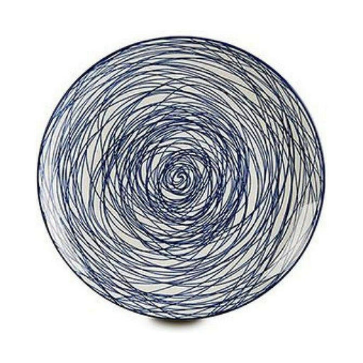 Flacher Teller Streifen Blau Weiß Porzellan 24 x 2,8 x 24 cm
