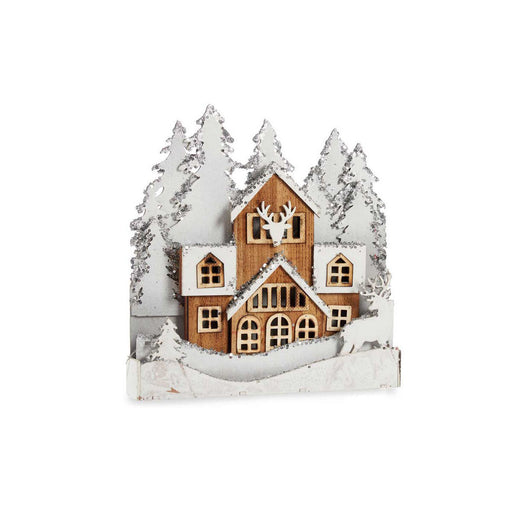 Deko-Figur Weiß Braun Holz Dorf 44 x 43 x 6 cm Weihnachten