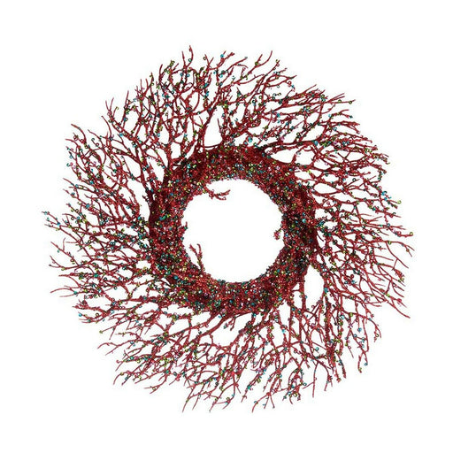 Weihnachtskranz Zweig Rot Blau Kunststoff 50 x 10 x 50 cm