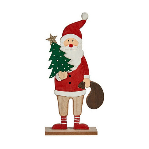 Deko-Figur Weihnachtsmann 5 x 30 x 15 cm Rot Holz Braun Weiß grün