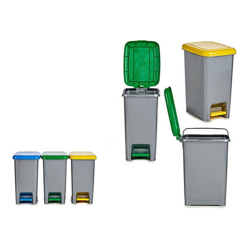 Papierkorb mit Pedal Recycling Kunststoff (3 Stücke)