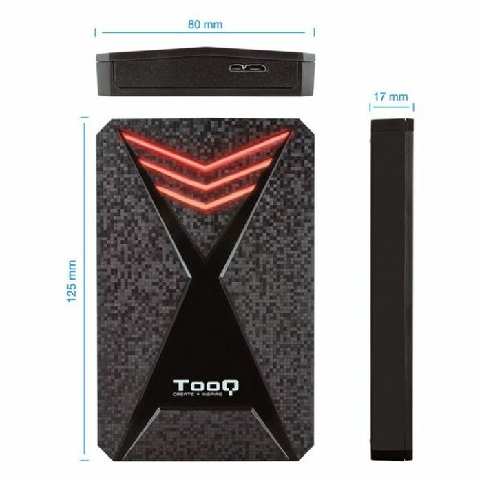 Gehäuse für die Festplatte TooQ TQE-2550RGB 2,5" USB 3.0 RGB Schwarz