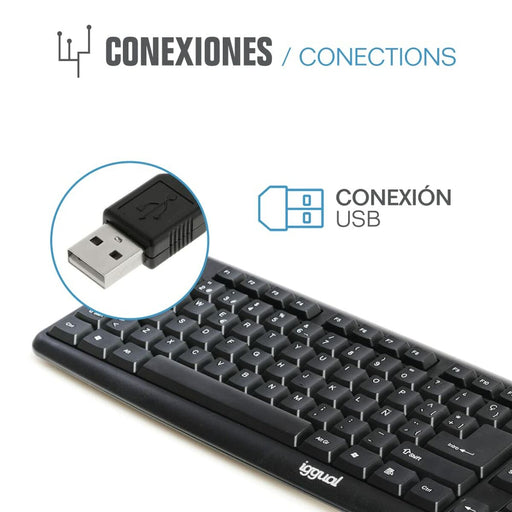 Tastatur iggual CK-BASIC-105T QWERTY USB Schwarz Spanisch Affe (1 Stücke)