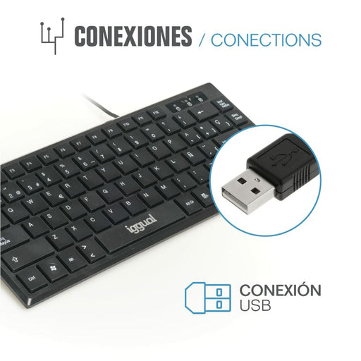 Tastatur iggual Teclado USB compacto TKL Slim TKL-USB negro Schwarz