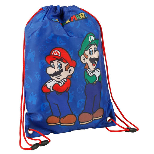 Rucksacktasche mit Bändern Super Mario & Luigi Blau 40 x 29 cm
