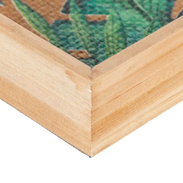 Tablett für Snacks 45 x 31 x 5 cm Bettlaken natürlich Holz Rattan 3 Stücke