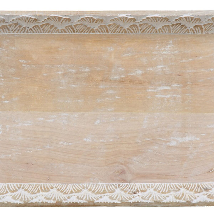 Tablett für Snacks 45,5 x 30,5 x 5,5 cm Weiß Mango-Holz (2 Stück)