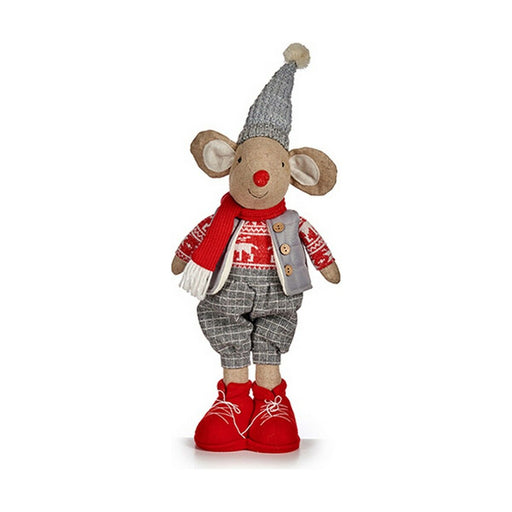 Deko-Figur Mouse Weihnachten 48 cm Weiß Rot Grau Creme