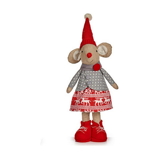 Deko-Figur Mouse Weihnachten 48 cm Weiß Rot Grau Creme