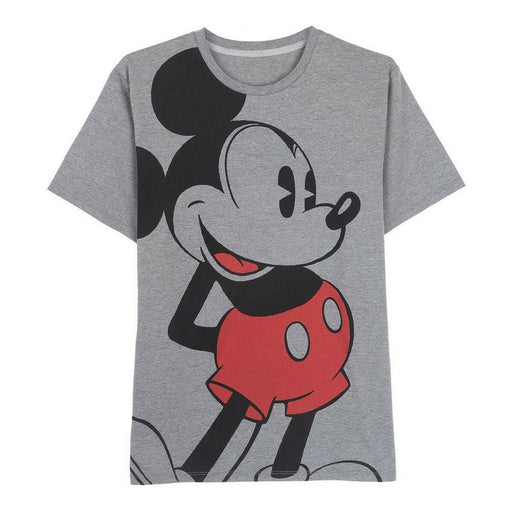 Herren Kurzarm-T-Shirt Mickey Mouse Grau Dunkelgrau