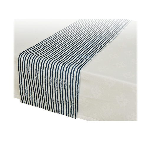 Tischläufer Decoris Marineblau Blau/Weiß Textil (32 x 150 cm)
