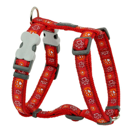 Hundegeschirr Red Dingo Style Rot Fußabdruck eines Tieres 46-76 cm