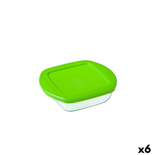 Viereckige Lunchbox mit Deckel Pyrex Cook & Store grün 1 L 20 x 17 x 5,5 cm Silikon Glas (6 Stück)