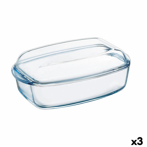 Kochschüssel Pyrex Classic mit Deckel 4,5 L 38 x 22 x 11 cm Durchsichtig Glas (3 Stück)