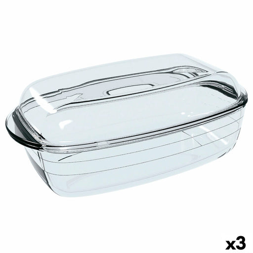 Kochschüssel Ô Cuisine rechteckig mit Deckel 1,6 L 2,9 L Durchsichtig Glas (3 Stück)