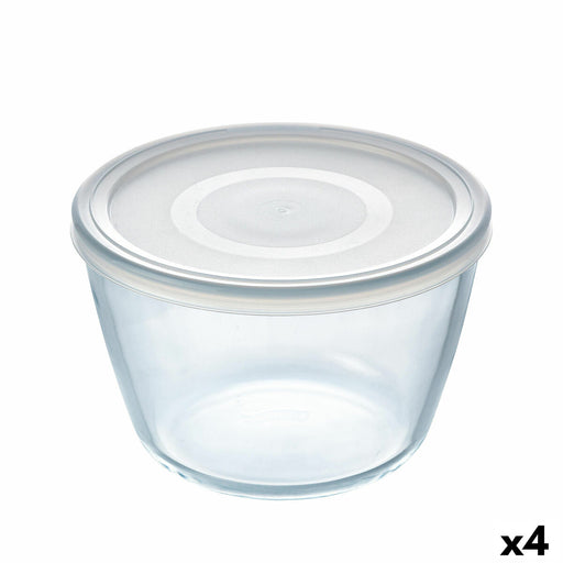Runde Lunchbox mit Deckel Pyrex Cook & Freeze 1,6 L 17 x 17 x 12 cm Durchsichtig Silikon Glas (4 Stück)