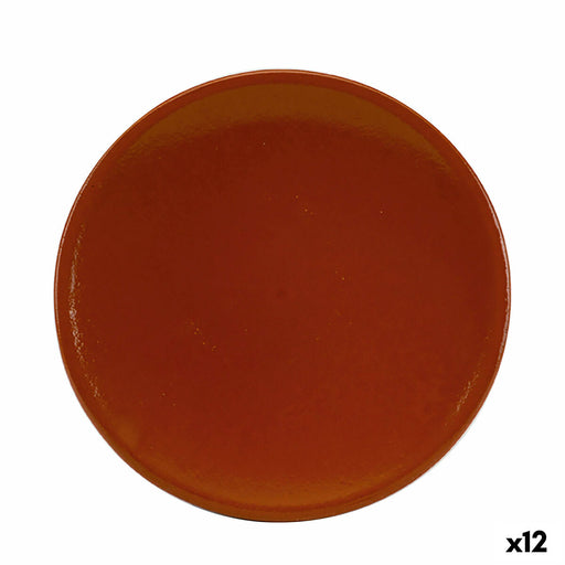 Teller Raimundo Barro Profesional Refraktor Steingut aus Keramik Braun 22 cm (12 Stück)