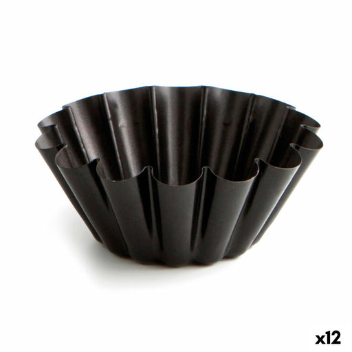 Puddingform Quid Sweet Grey Schwarz Metall Ø 14 cm (12 Stück)