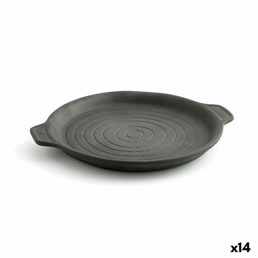 Flad plade Quid Mit Griffen aus Keramik Schwarz (17 x 14 cm) (14 Stück)