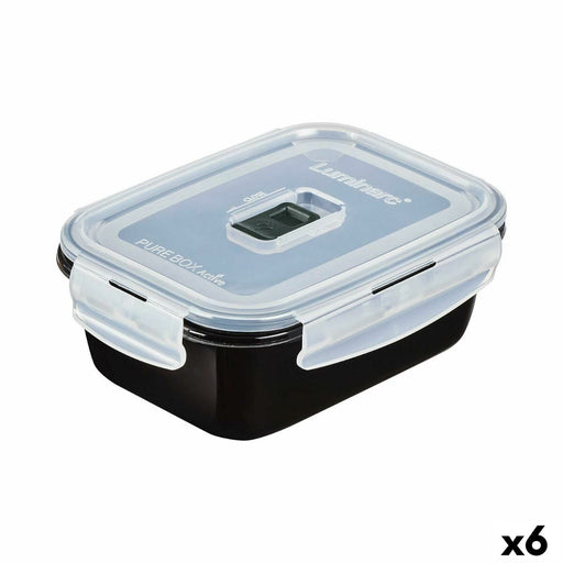 Lunchbox hermetisch Luminarc Pure Box Schwarz 820 ml Glas (6 Stück)