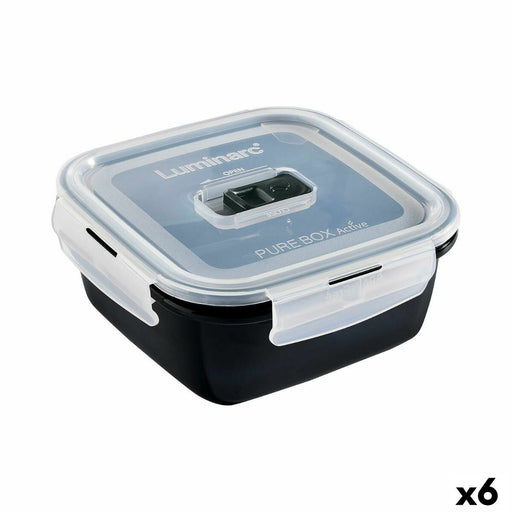 Lunchbox hermetisch Luminarc Pure Box 760 ml Schwarz Glas (6 Stück)