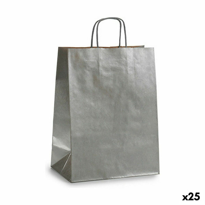 Papiertaschen Silberfarben (24 x 12 x 40 cm) (25 Stück)