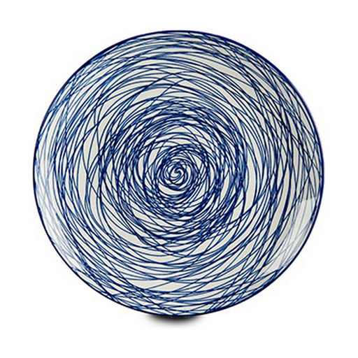 Flacher Teller Streifen Blau Weiß Porzellan 24 x 2,8 x 24 cm (6 Stück)