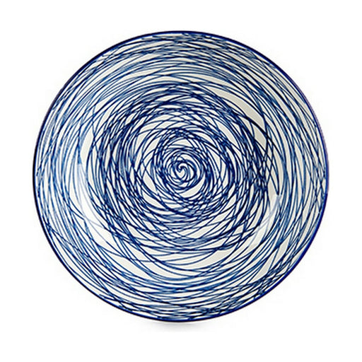 Suppenteller Streifen Porzellan Blau Weiß 6 Stück (20 x 4,7 x 20 cm)