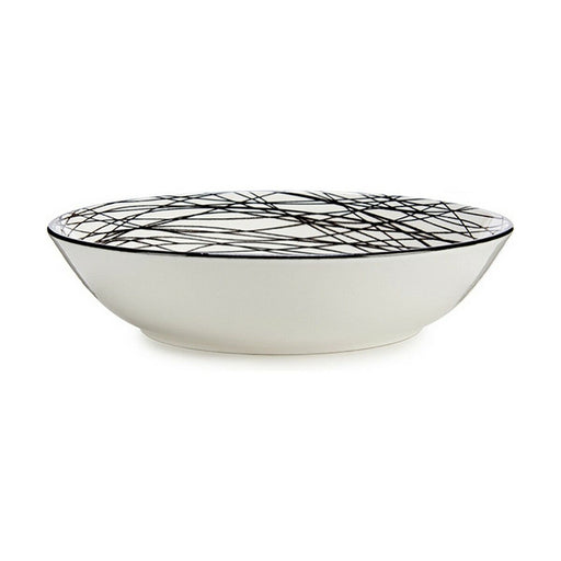 Suppenteller Streifen Porzellan Schwarz Weiß 6 Stück (20 x 4,7 x 20 cm)