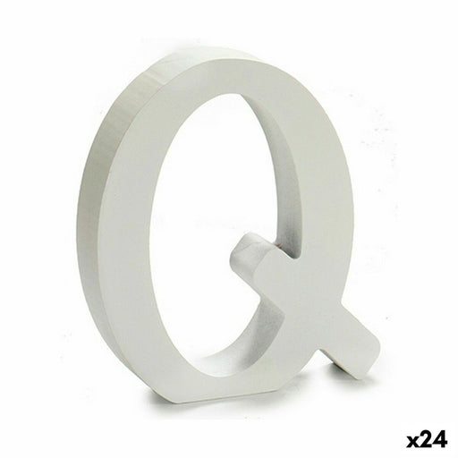 Buchstabe Q Holz Weiß (2 x 16 x 14,5 cm) (24 Stück)