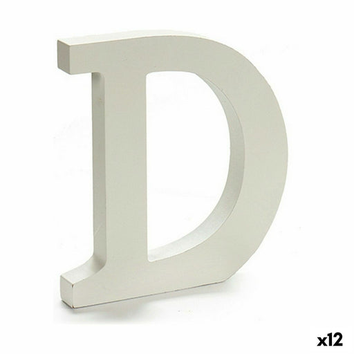 Buchstabe D Holz Weiß (1,8 x 21 x 17 cm) (12 Stück)
