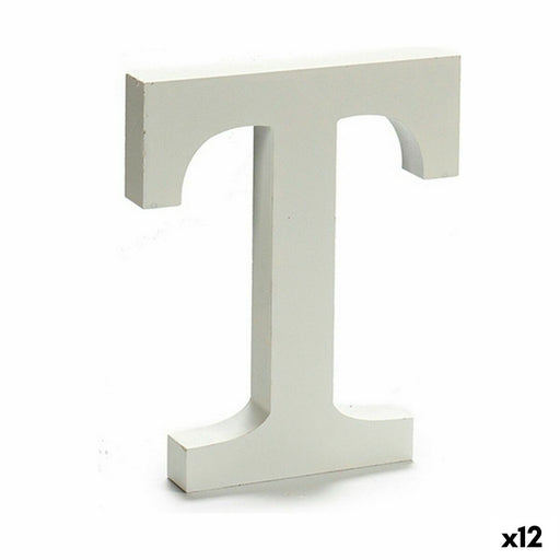 Buchstabe T Holz Weiß (1,8 x 21 x 17 cm) (12 Stück)